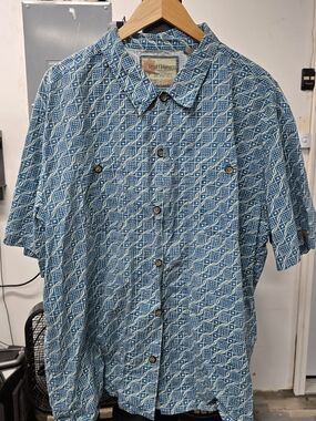 Ruff Hewn Men's Teal Geometric Short-Sleeve Button-Down Shirt